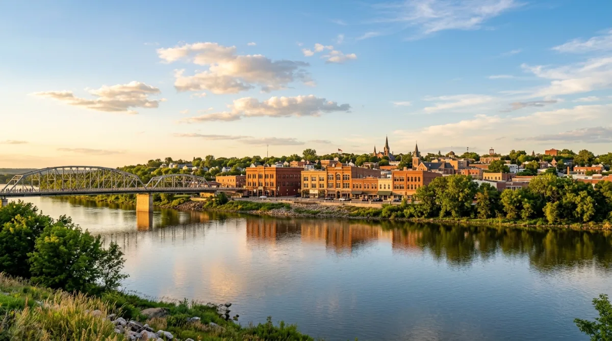 Yankton downtown and Missouri River