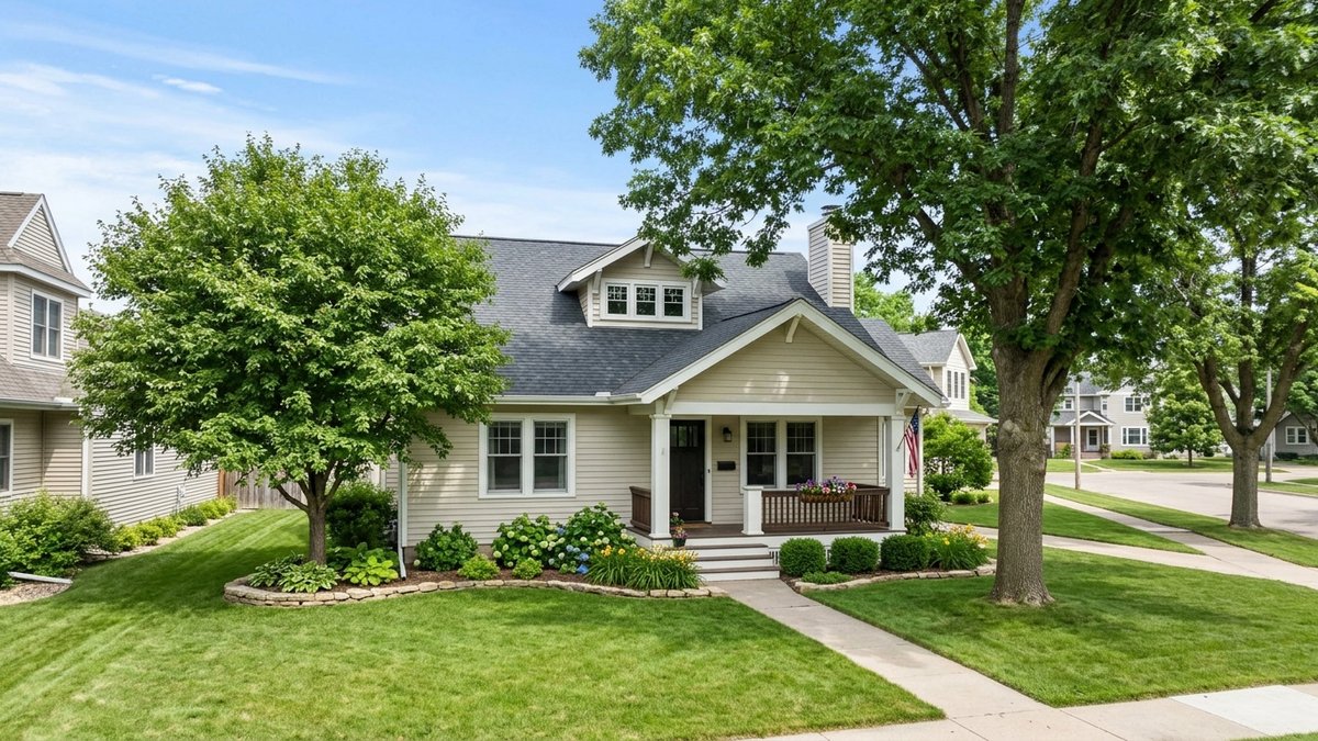 Natural established Yankton home exterior for seller and buyer posts.