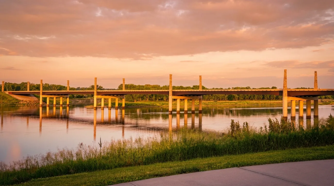 Meridian Bridge at sunset in Yankton